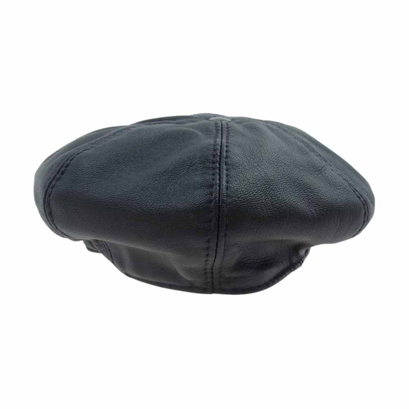 LANGLITZ LEATHERS ラングリッツレザーズ 8Panel beret ゴートスキン ベレー帽 キャップ 帽子 ブラック系【美品】【中古】