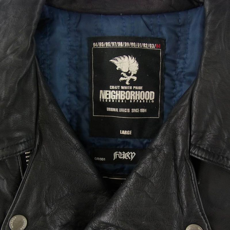 NEIGHBORHOOD ネイバーフッド 18AW TSNH-JK15 04AW FURY ダブル ライダースジャケット レザージャケット ブラック系  L【中古】