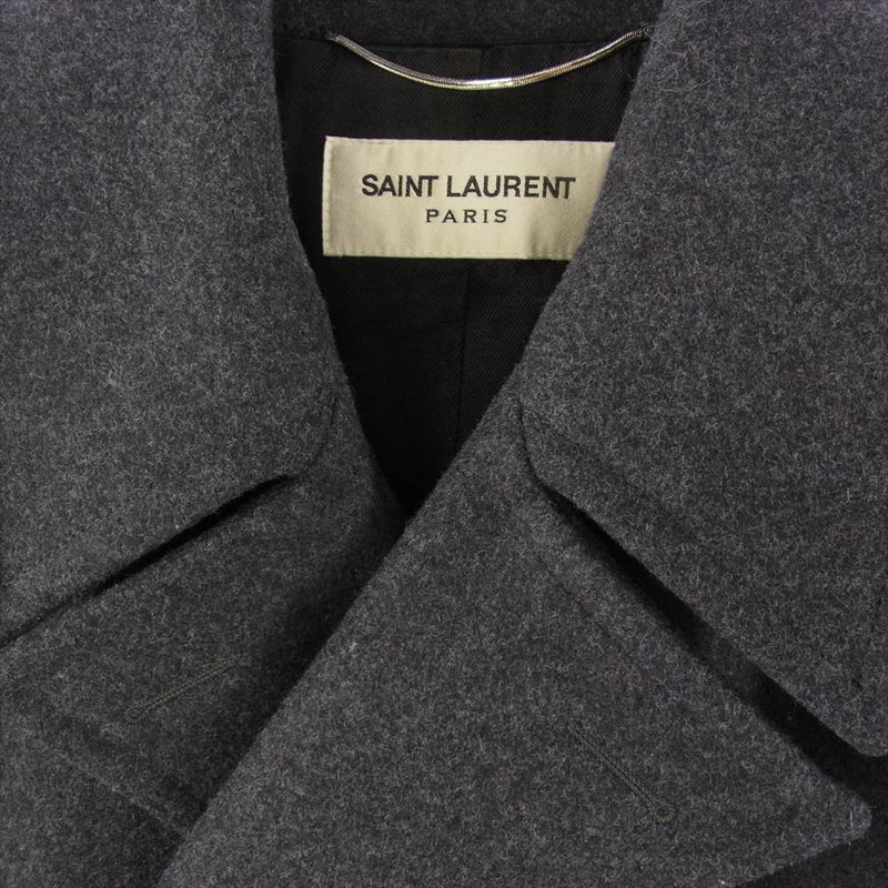 SAINT LAURENT サンローラン 15AW 394514 Y969J エディ期 メルトンウール Pコート ピーコート グレー系 46【中古】