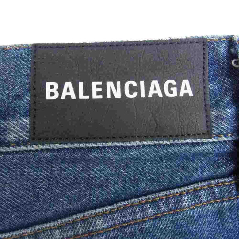 BALENCIAGA バレンシアガ 594609 TCW03 クロップド ボタンフライ ジーンズ デニムパンツ インディゴブルー系 29【中古】