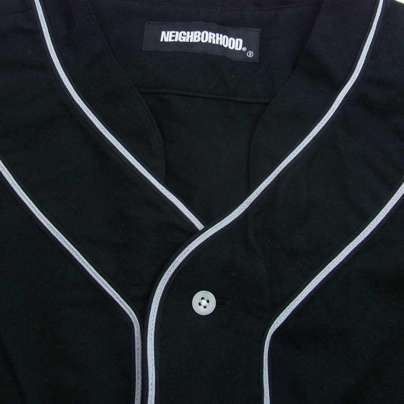 NEIGHBORHOOD ネイバーフッド 22SS 221AQNH-SHM05 B.B. C-SHIRT SS コットン フランネル ベースボール  シャツ ブラック系 M【中古】