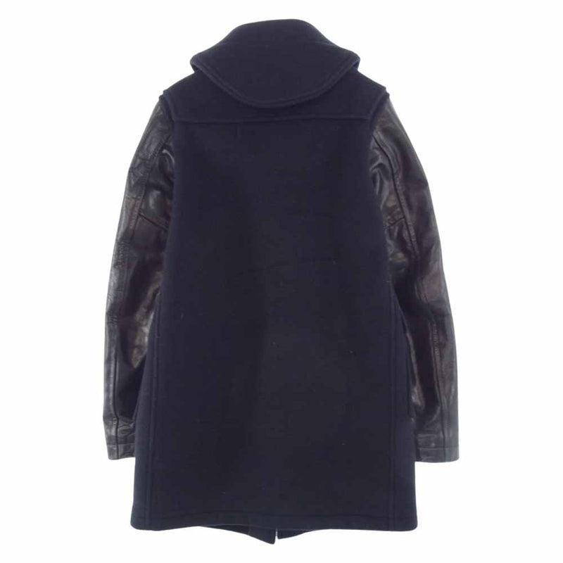 JUNYA WATANABE COMME des GARCONS MAN ジュンヤワタナベコムデギャルソンマン 08AW WB-C004  Gloverall グローバーオール 袖レザー切替 メルトン ダッフルコート ネイビー系 S【中古】