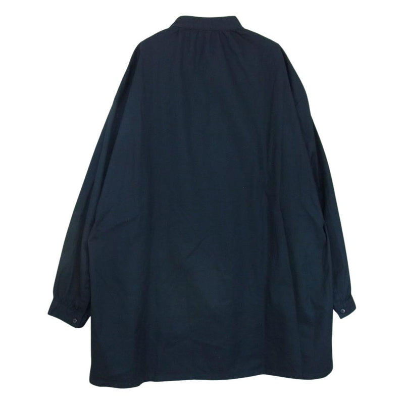 PORTER CLASSIC ポータークラシック GABARDINE STAND COLLAR LONG SMOCK SHIRT ギャバジン  スタンドカラー ロング スモックシャツ ジャケット ダークネイビー系 ３【美品】【中古】