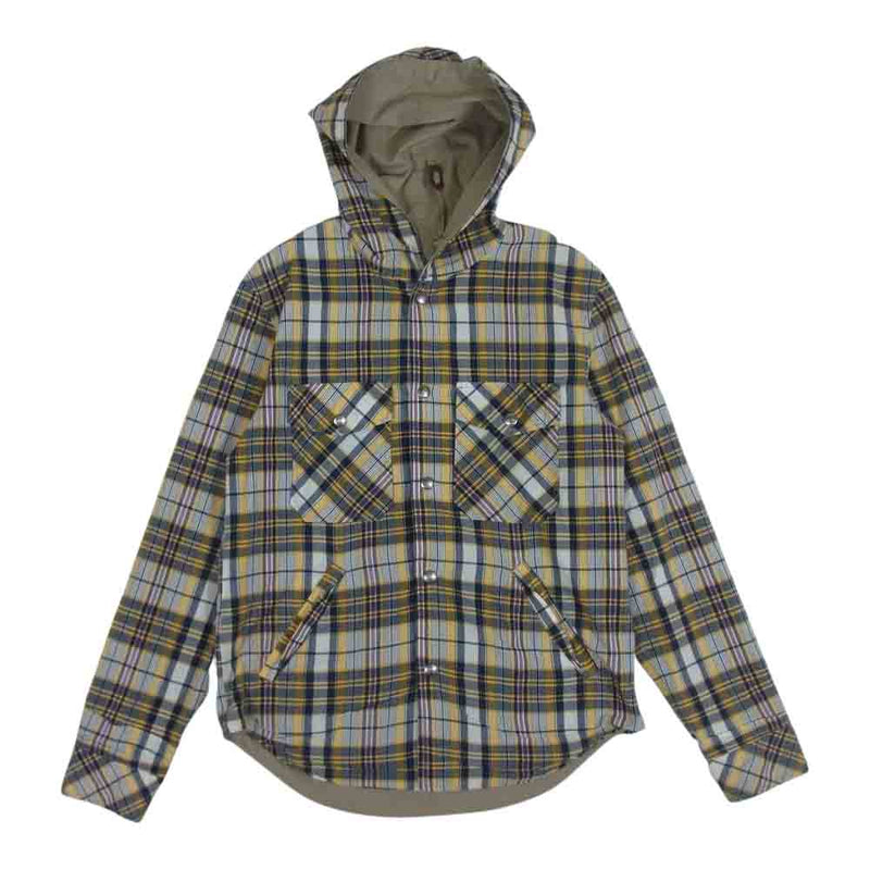 WOOLRICH ウールリッチ リバーシブル チェック フード パーカ ジャケット カーキ系 イエロー系 S【中古】