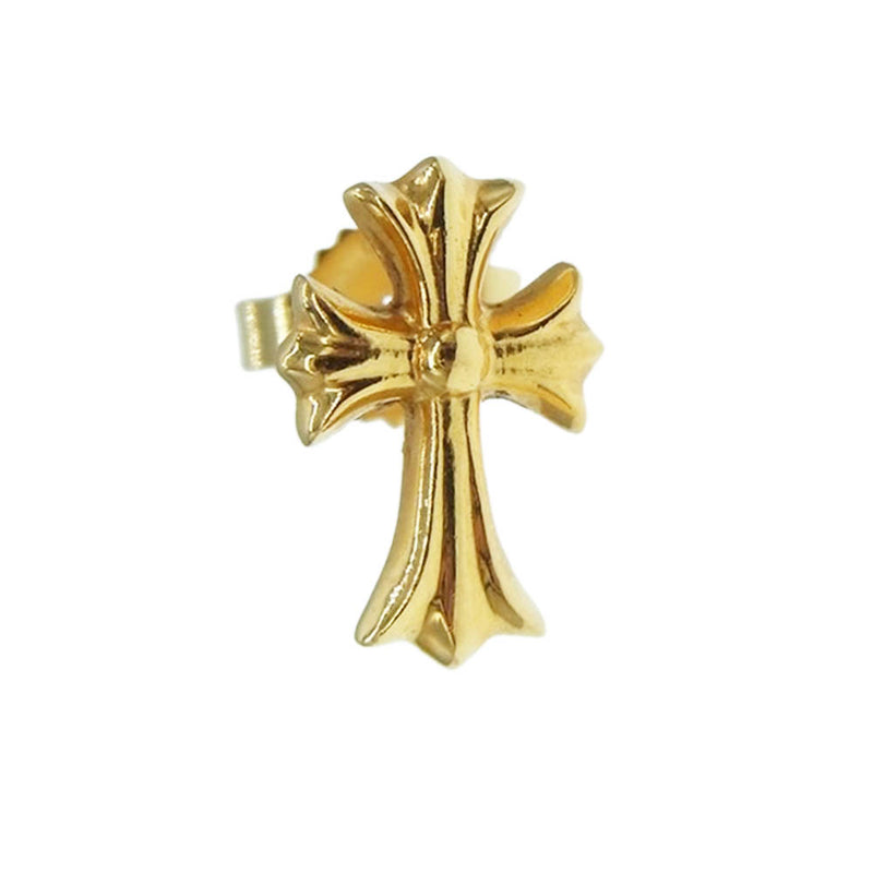 CHROME HEARTS クロムハーツ（原本無） 22K CH Cross #2 FAT CHクロスファット スタッド ピアス ゴールド系【中古】