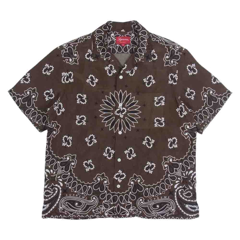 極美品☆SUPREME シュプリーム☆21SS Bandana Silk S/S Shirt オープン