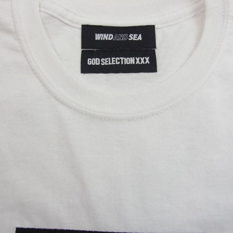 WIND AND SEA ウィンダンシー WDS-XXX-SP-09 × GOD SELECTION XXX ゴッドセレクション S/S  T-Shirt ロゴ 刺繍 半袖 Tシャツ ホワイト系 S【美品】【中古】