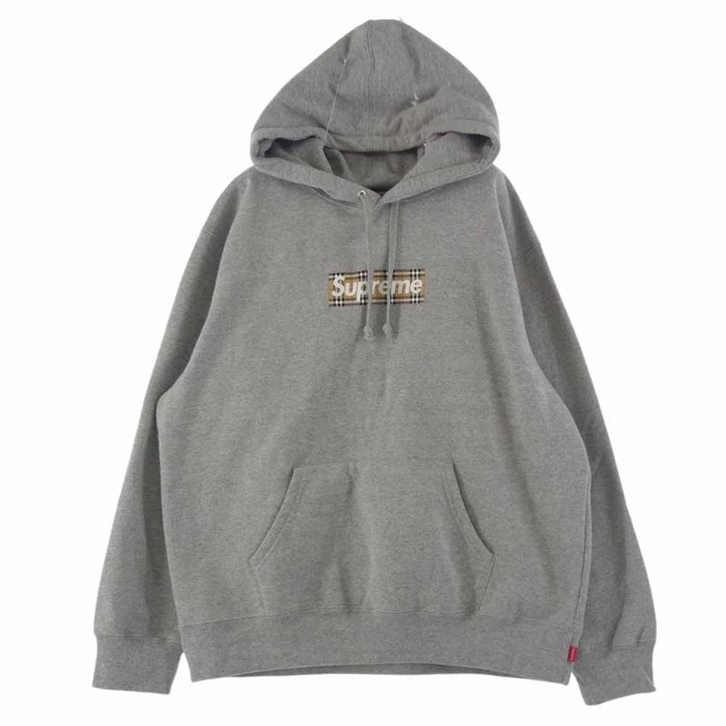 Supreme シュプリーム 22SS × Burberry Box Logo Hooded Sweatshirt バーバリー ボックス ロゴ  パーカー スウェットパーカー フーディ グレー系 S【中古】