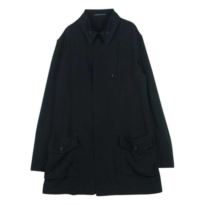 Yohji Yamamoto POUR HOMME ヨウジヤマモトプールオム 20SS HN-J59-500 rear logo print  oversized shirt jacket リアロゴ ダブルジップ オーバーサイズ ロング シャツ ジャケット ブラック系 3【中古】