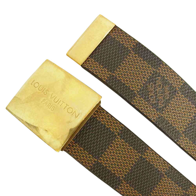 LOUIS VUITTON ルイ・ヴィトン サンチュール キャレ エベヌ ダミエ ゴールド金具 ベルト ブラウン系【中古】