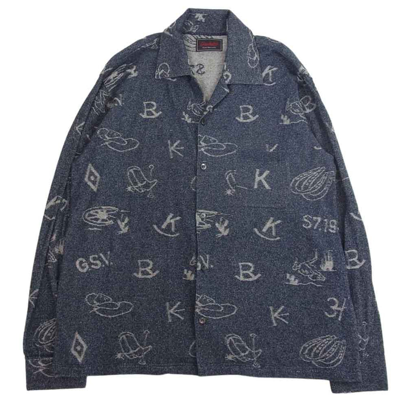 GANGSTERVILLE ギャングスタービル GSV-21-SS-08 Django L/S Knit Shirts ジャンゴ ロングスリーブ  ニット シャツ インディゴブルー系 XL【中古】