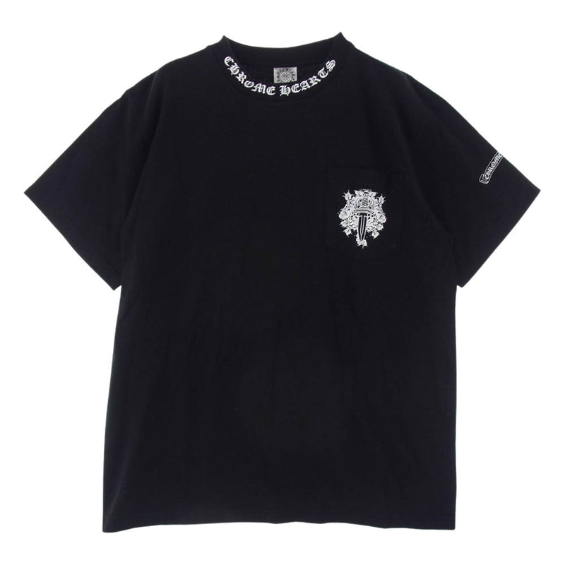 CHROME HEARTS クロムハーツ（原本無） ダガー プリント胸ポケット付 半袖 Tシャツ ブラック系 M【中古】