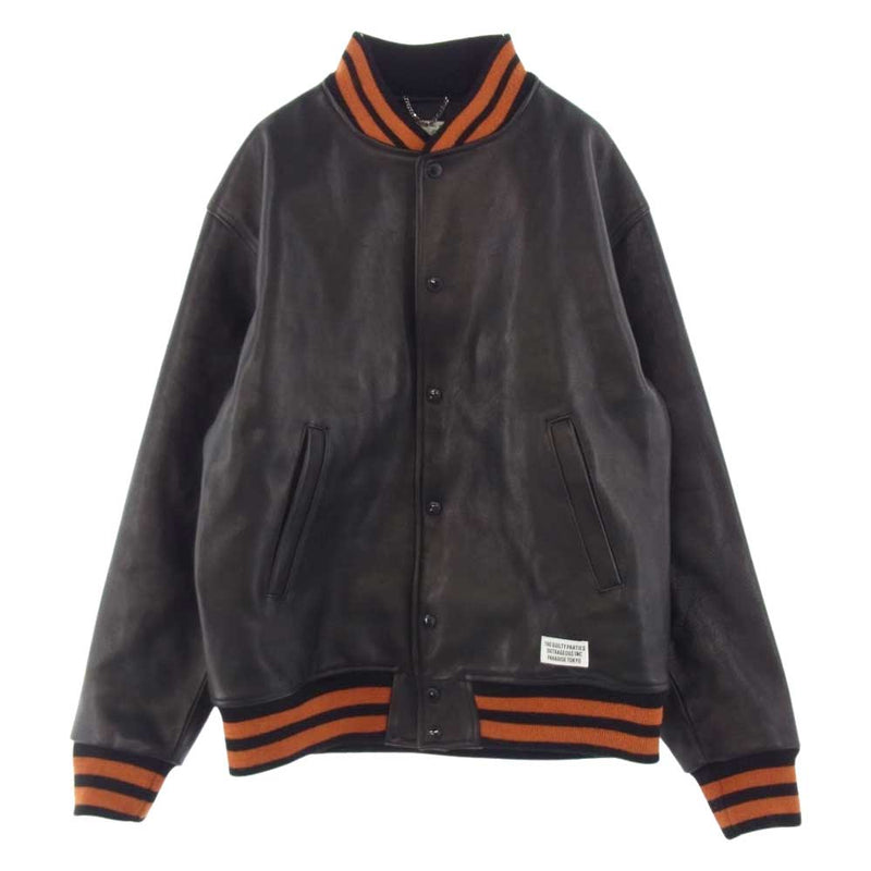 WACKO MARIA ワコマリア 20AW LEATHER VARSITY JACKET レザー バーシティ ジャケット スタジャン  ダークブラウン系【中古】