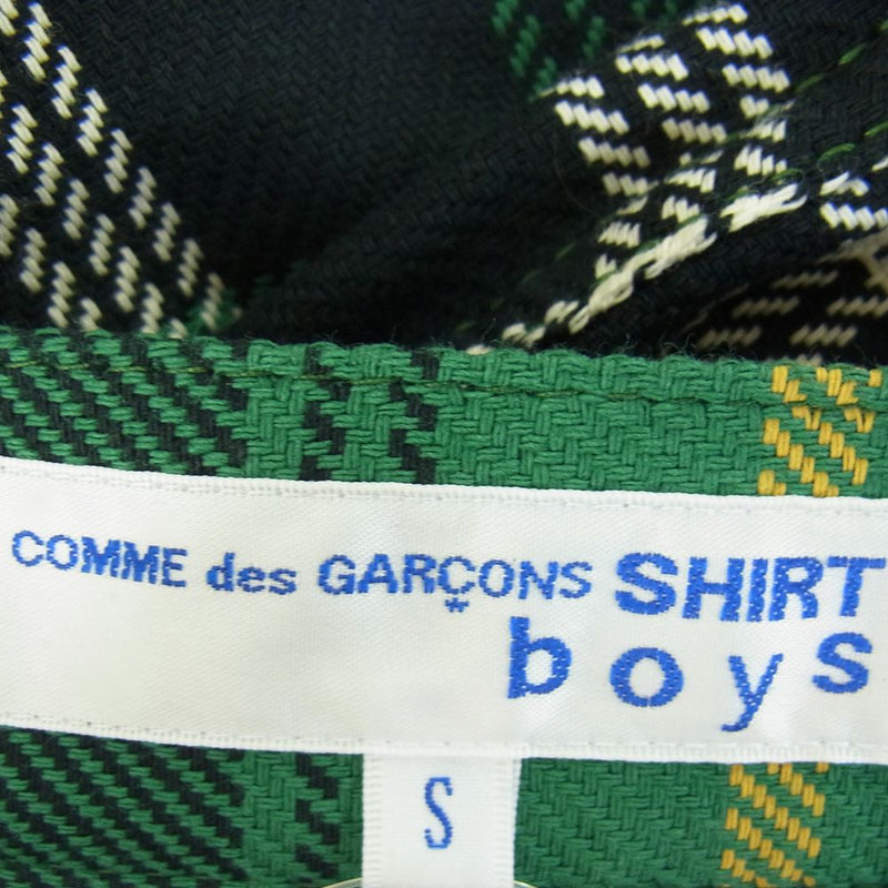 COMME des GARCONS コムデギャルソン SHIRT boys S26903 フランス製 チェック柄 ワイドテーパードパンツ グリーン系  S【美品】【中古】