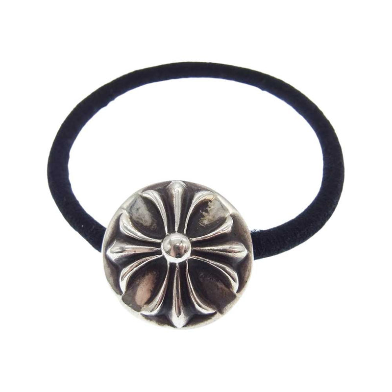 CHROME HEARTS クロムハーツ（原本有） HAIRBAND CH PLUS クロス ボール ボタン ヘアゴム コンチョ ブラック系  シルバー系【中古】