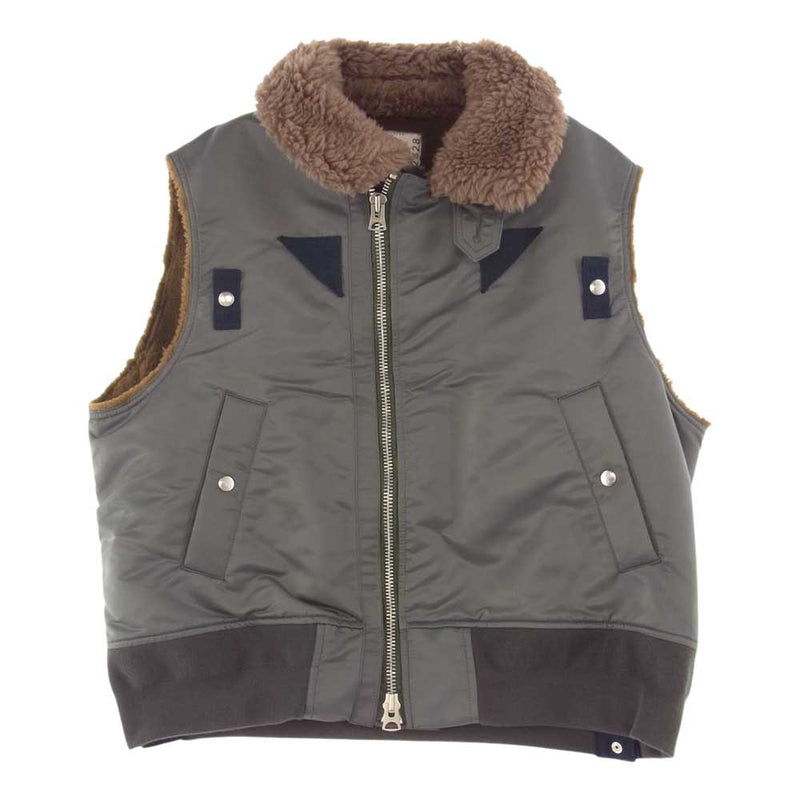 Sacai サカイ 22SS 22-02828M Nylon Twill Mix Vest ナイロン ツイル ミックス ファー ベスト グレー系  326 2【美品】【中古】