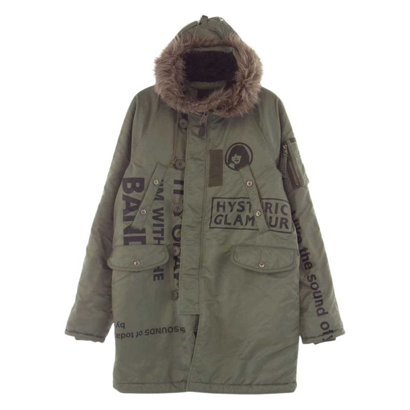 HYSTERIC GLAMOUR ヒステリックグラマー 02193AC02 プリマロフトエアフォース ロゴスクラッチ N-3B フライトジャケット  グリーン系 S【美品】【中古】