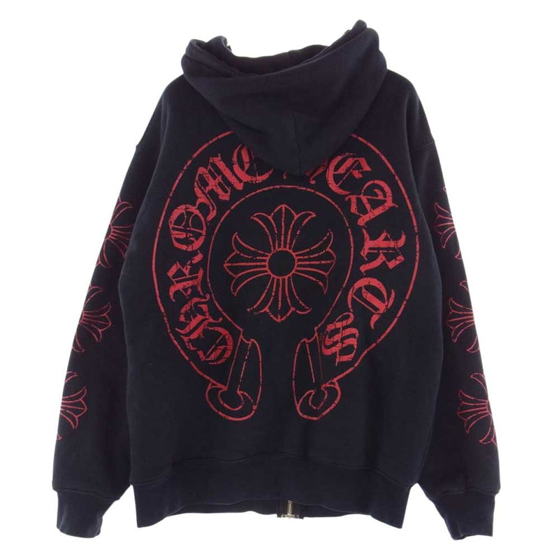 CHROME HEARTS クロムハーツ（原本無） ホースシュー CHプラス プリント サーマル ダガー ジップ パーカー ブラック系 M【中古】