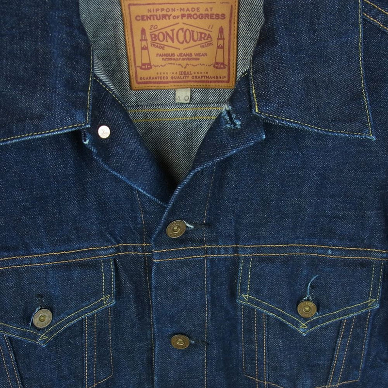 BONCOURA ボンクラ 3rd Denim Jacket Gジャン 長袖 デニム ジャケット コットン 日本製 インディゴブルー系 40【中古】