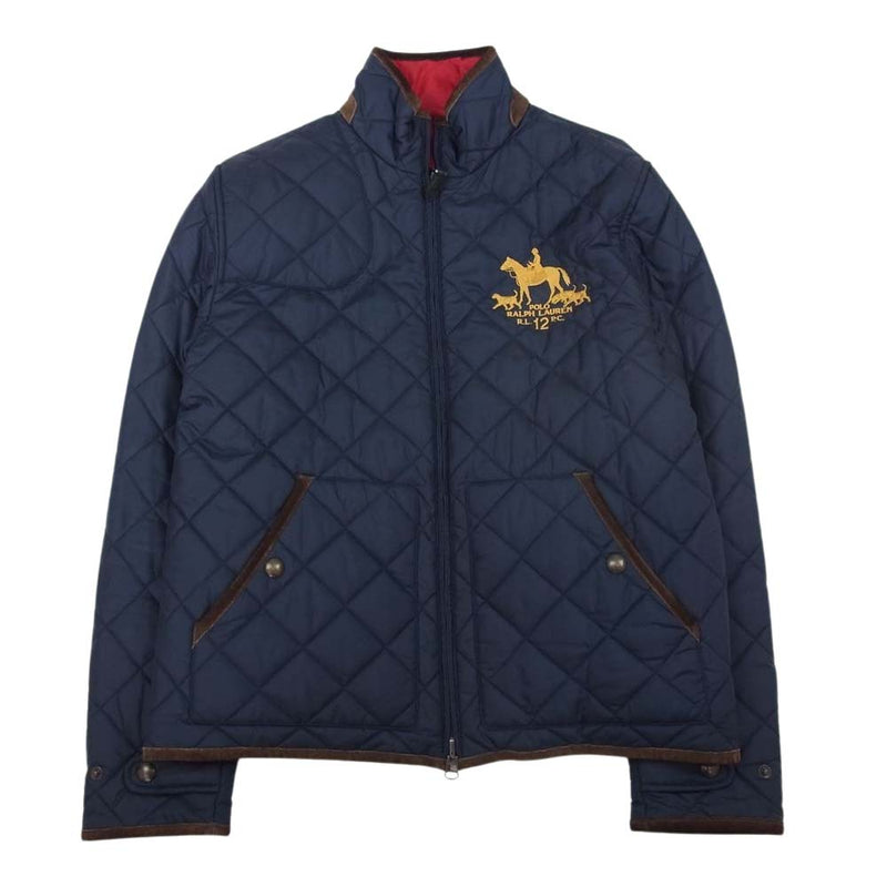 POLO RALPH LAUREN ポロ・ラルフローレン リバーシブル キルティング ナイロン ジャケット ネイビー系 レッド系 M【中古】