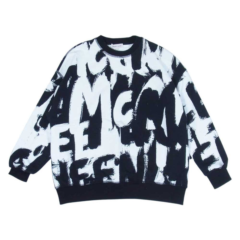 Alexander McQueen アレキサンダーマックイーン 50018 ケリングジャパンタグ GRAFFITI Sweatshirt グラフィティ  ペイント ロゴ クルーネック スウェット ブラック系 36【中古】