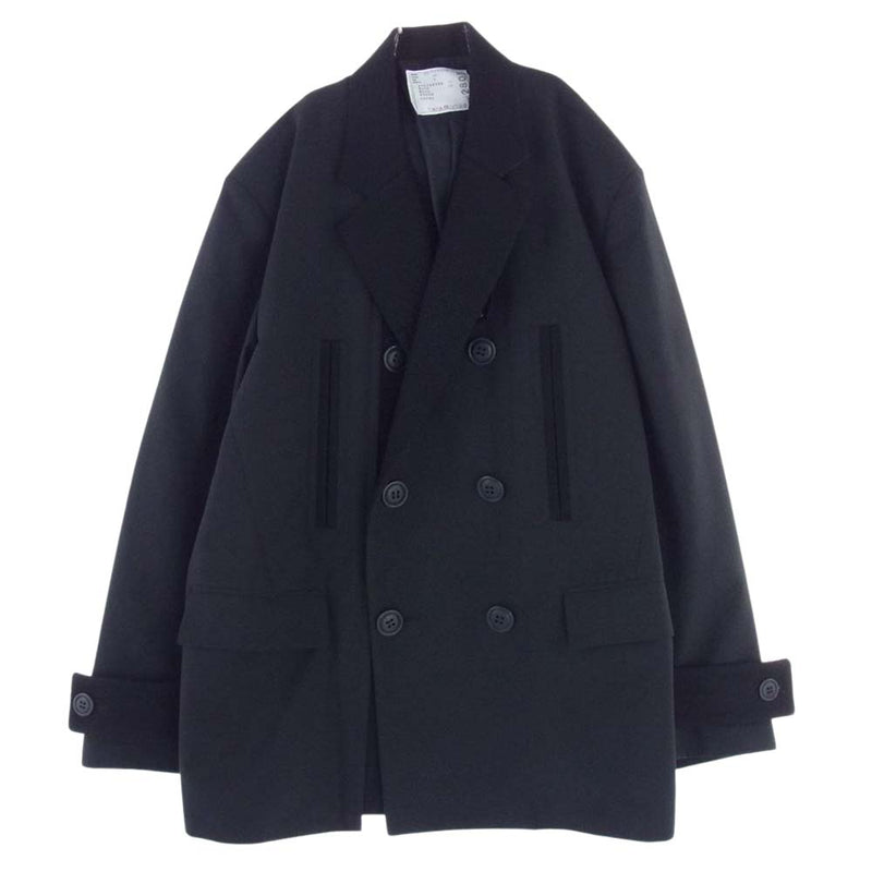 Sacai サカイ 22AW 22-02801M Suiting Jacket スーチング ウール切替 ダブルブレスト ジャケット ブラック系  4【美品】【中古】