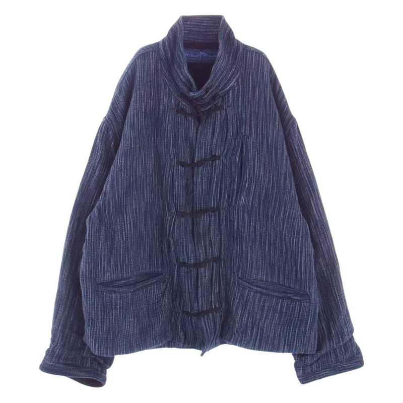 PORTER CLASSIC ポータークラシック 10周年記念 限定 KASURI CHINESE JACKET 絣 カスリ チャイニーズ ジャケット  ネイビー系 4【美品】【中古】