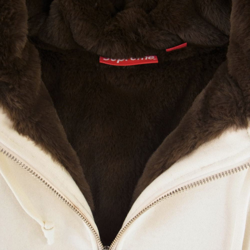 Supreme シュプリーム 22AW Faux Fur Lined Zip Up Hooded Sweatshirt ジップ アップ スウェット  パーカー オフホワイト系 M【美品】【中古】