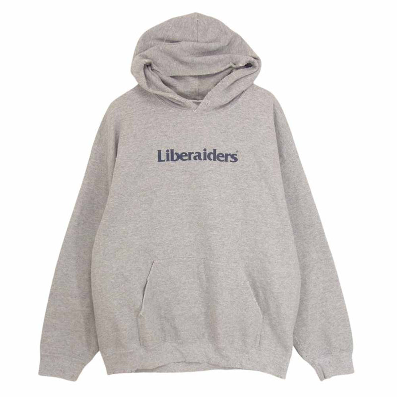 リベレイダース OG LOGO PULLOVER HOODIE パーカー ダメージ ネップ 加工 ロゴ プリント プルオーバー スウェット パーカー  グレー系 L【中古】