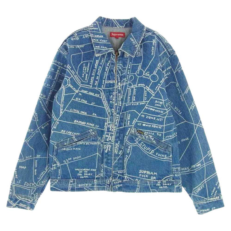 Supreme シュプリーム 19SS Gonz Map Work Jacket ゴンズ マップ ワーク フルジップ デニム ジャケット  インディゴブルー系 S【中古】