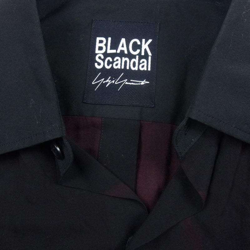 Yohji Yamamoto POUR HOMME ヨウジヤマモトプールオム 19SS HH-B84-811 Back Opening Print  Shirt ブラックスキャンダル 薔薇プリント バックオープン レーヨン ロング シャツ ブラック系 2【中古】