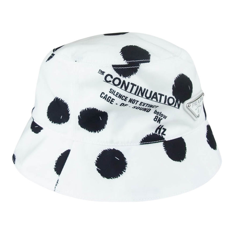 PRADA プラダ 21SS Re Nylon Dot Bucket Hat ナイロンドット バケット ハット ホワイト系 S【美品】【中古】