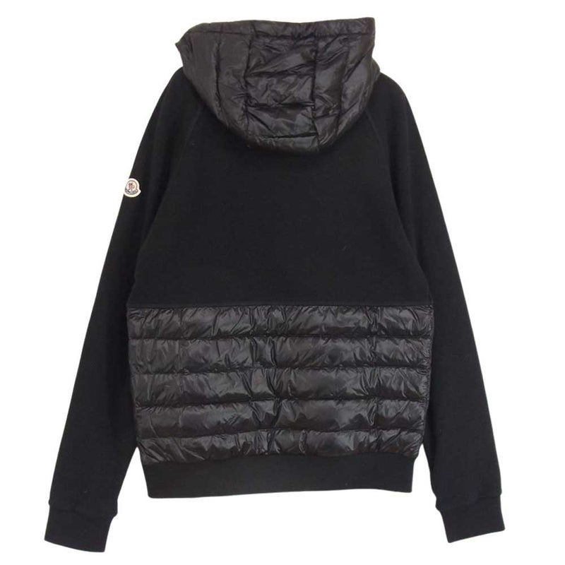 MONCLER モンクレール MAGLIA CARDIGAN ダウン切替 スウェット ジップ パーカー ブラック系 S【中古】