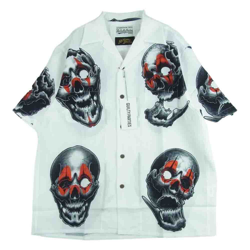 WACKO MARIA ワコマリア 22SS 56TS-WM-HI07 56 TATTOO STUDIO タトゥー スタジオ HAWAIIAN  SHIRT S/S TYPE-2 ハワイアン 半袖 アロハ シャツ ホワイト系 S【新古品】【未使用】【中古】