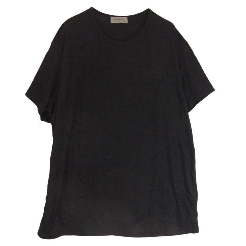 Yohji Yamamoto POUR HOMME ヨウジヤマモトプールオム 20SS NH-T87-889 レーヨン混天竺 シワ加工 半袖  カットソー Tシャツ ブラック系 3【中古】