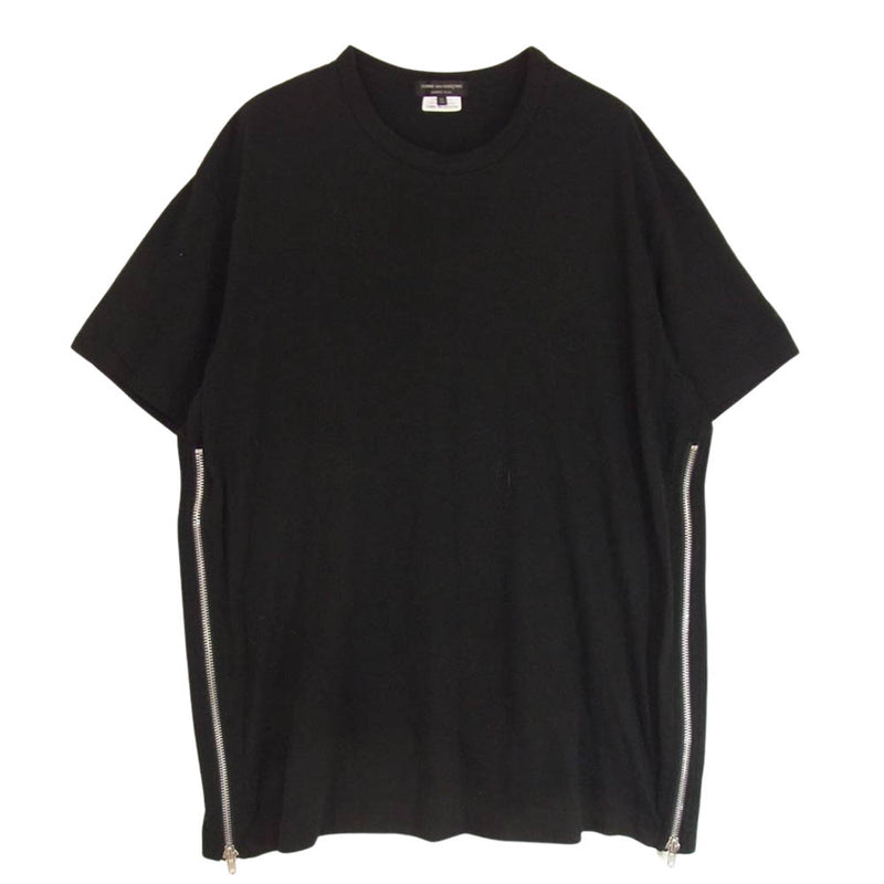 COMME des GARCONS HOMME PLUS コムデギャルソンオムプリュス 21SS PG-T019 サイドジップ 半袖 カットソー  Tシャツ ブラック系 XL【中古】