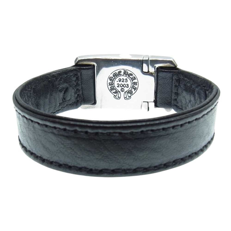 CHROME HEARTS クロムハーツ（原本有） HARNESS CLASP ハーネス クラスプ レザー ブレスレット ブラック系 シルバー系  7【中古】