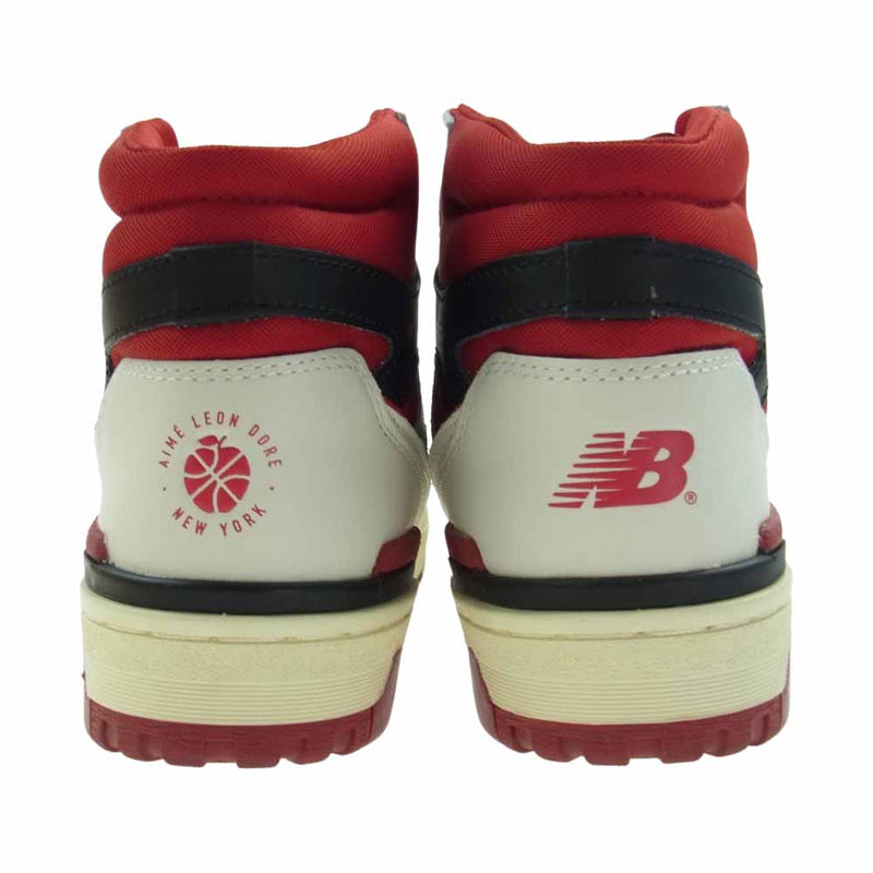 NEW BALANCE ニューバランス BB650RE1 Aim? Leon Dore エメレオンドレ 650R ハイカット スニーカー レッド系  ホワイト系 ブラック系 27.0ｃｍ【美品】【中古】