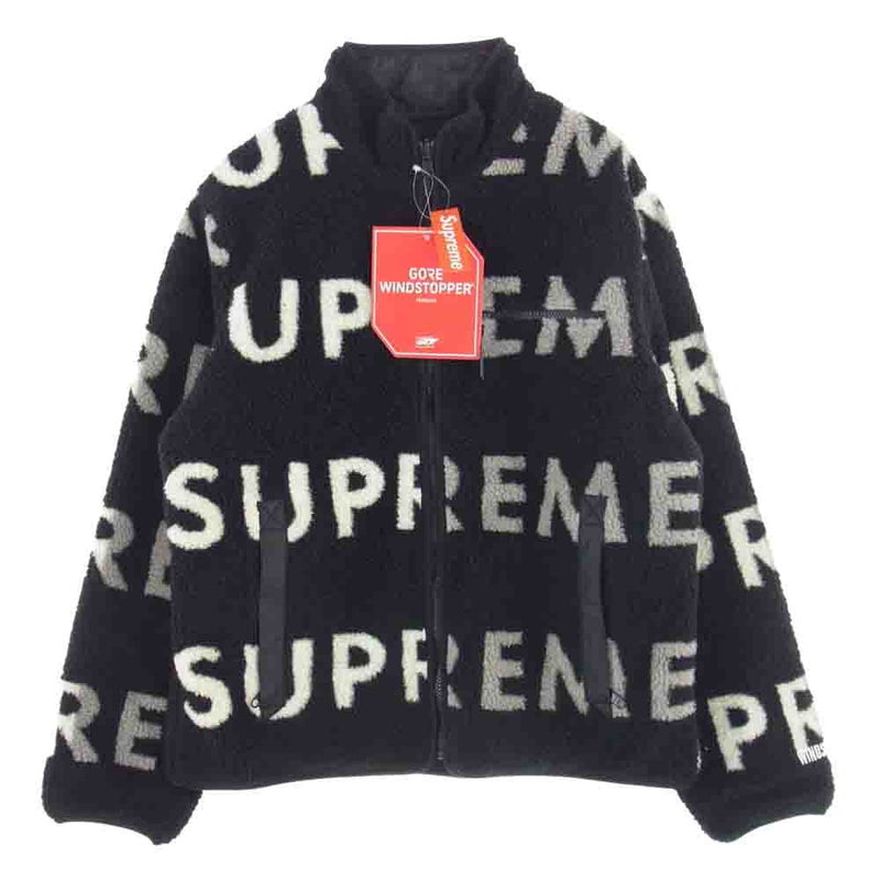 Supreme シュプリーム 18AW Reversible Logo Fleece Jacket リバーシブル ロゴ フリース ジャケット  ブラック系 オフホワイト系 グレー系 M【極上美品】【中古】