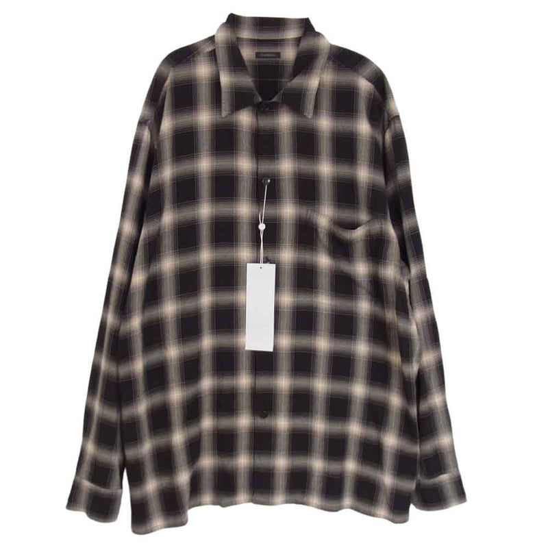 COMOLI コモリ 23SS X01-02008 RAYON CHECK OPEN COLLAR SHIRT