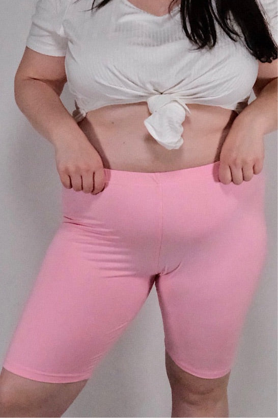 pink plus size biker shorts