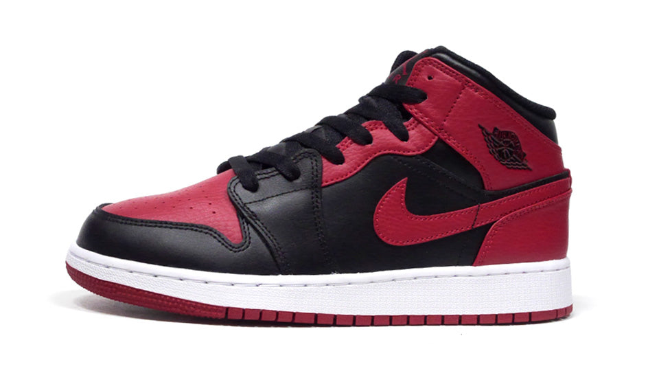 jordan 1 mid black black gym red