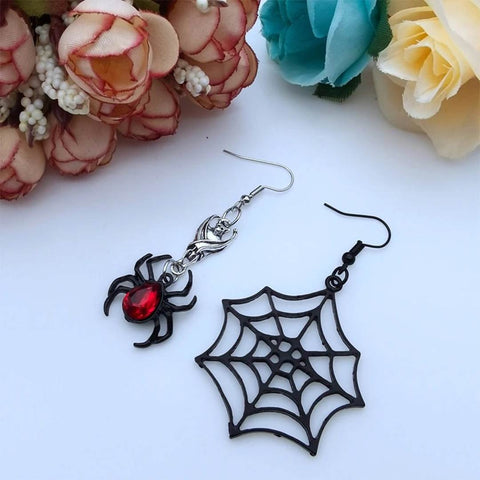 Spider And Web Asymmetric Earrings