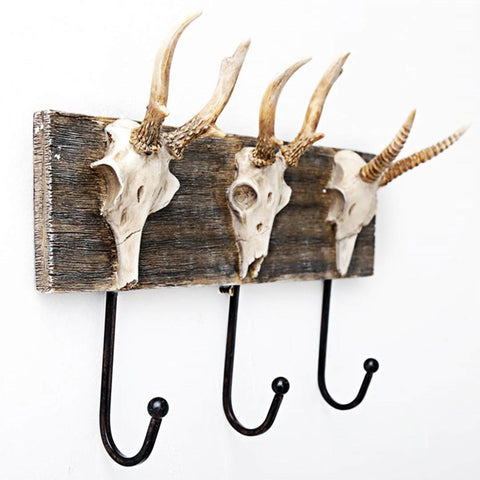 3 Hook Deer Skull Coat Rack [34cm]