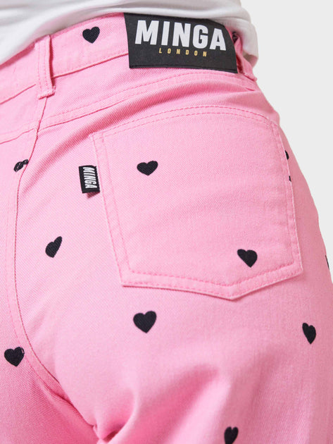 Sweetheart Denim Mom Jeans in Pink 