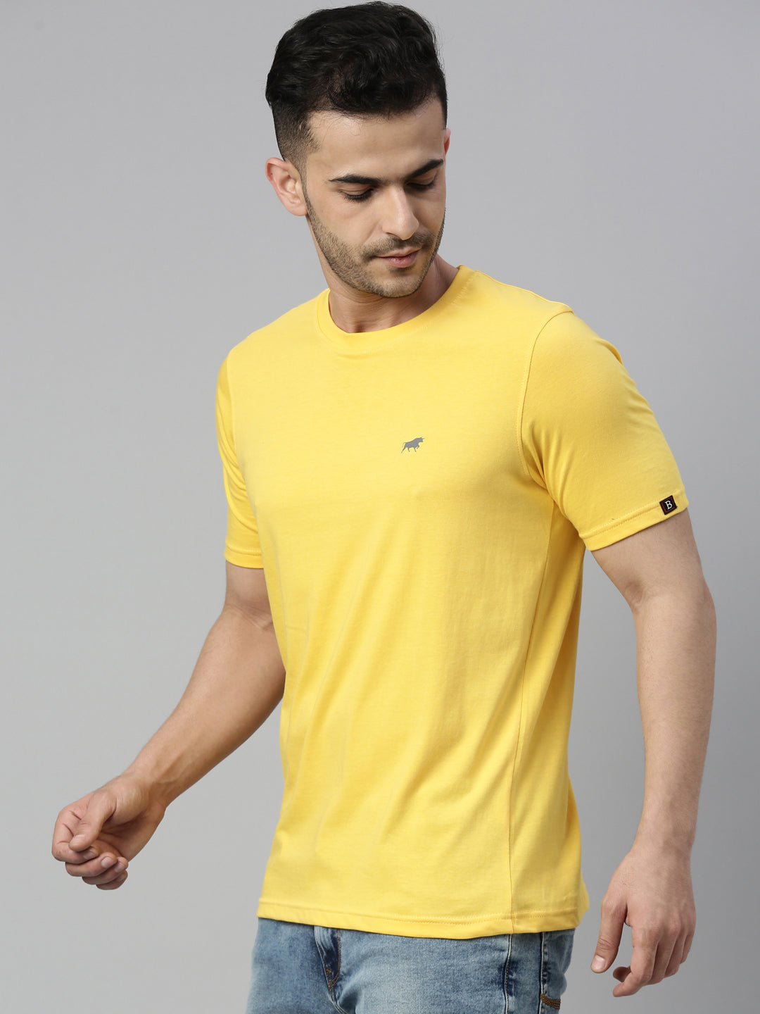 Basic Men's Plain T-Shirt | Yellow T-Shirt Half Sleeves | Neck T-Shirt