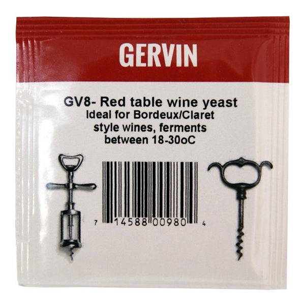 GV8 Gervin Red Table Wine Yeast by Muntons
