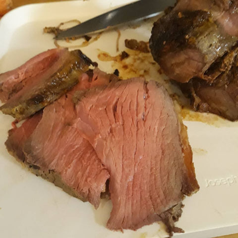 Perfectly medium rare roast beef