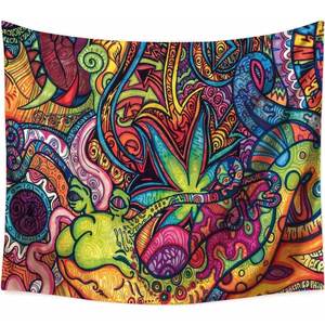 Trippy Psychedelic Artwork Doodle Tapestry