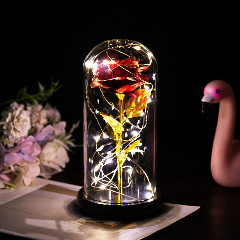 Enchanted Forever Rose Decorative Flower in Glass LED Case